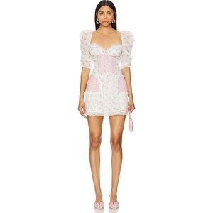 NWT For Love & Lemons Francine Mini Dress in Pink Size Medium